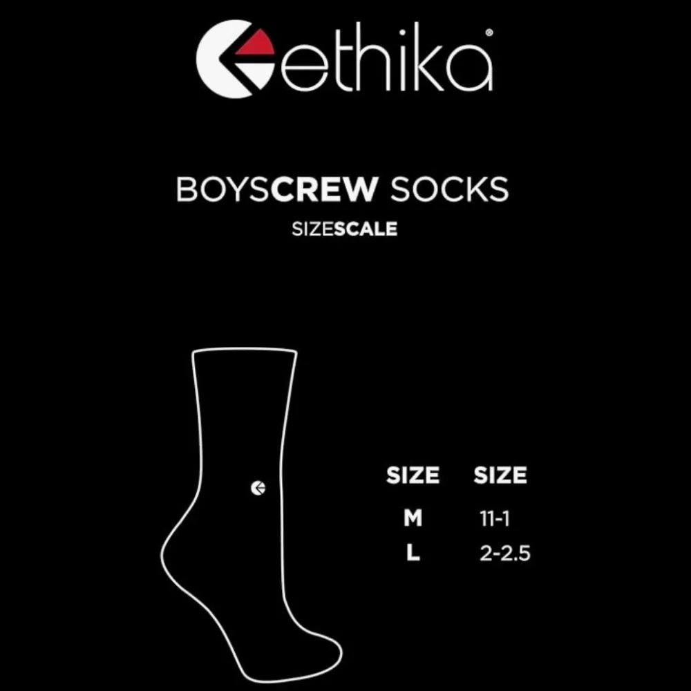 NWT Boy's ethika Black Crew Socks with Yellow Double Stripes